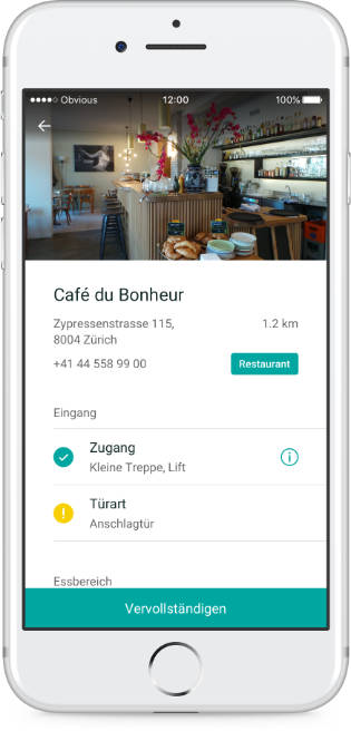 Screenshot der ginto-App welche die Detailansicht eines Eintrags zeigt.